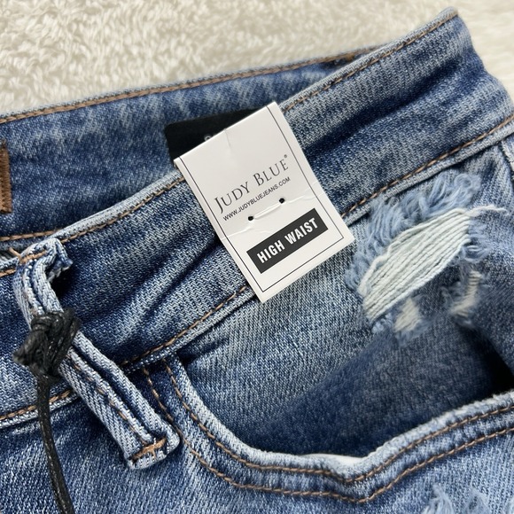 Judy Blue High Waist Straight Fit Distressed Denim Jeans Size 5/27 New W/Tags - Picture 5 of 16